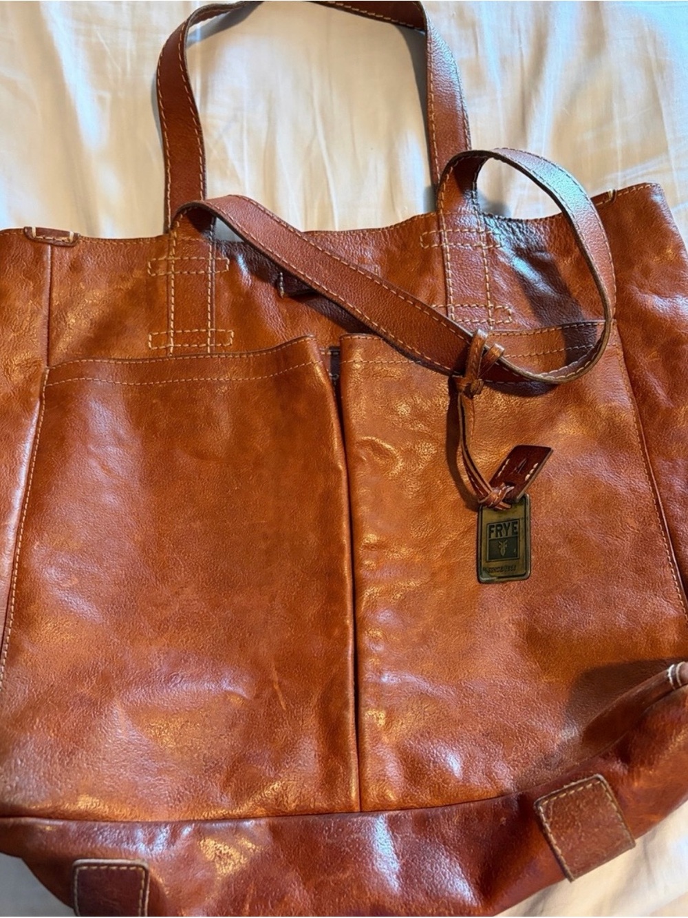 Frye Chestnut Brown Leather Shoulder Tote